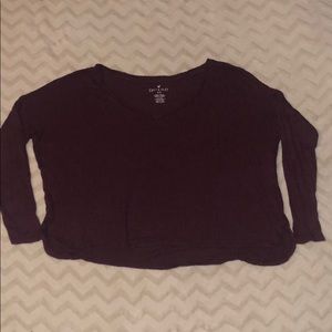 Maroon cropped, ribbed sweater